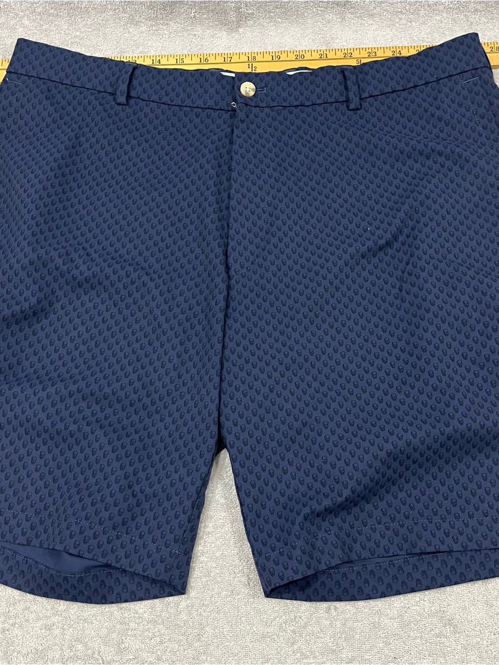 PETER MILLAR Mens 38 Blue Skull AOP Golf Shorts 9” Performance